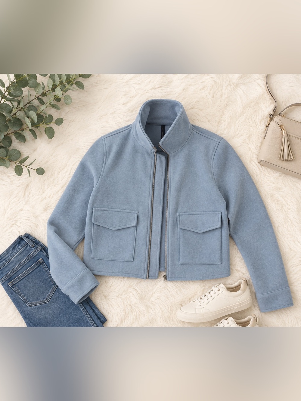 Womens Light Blue Fleece Jacket - Brand